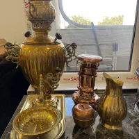 ست سماور زغالی برنج و مس|صنایع دستی و سایر لوازم تزئینی|کرج, حسین‌آباد|دیوار