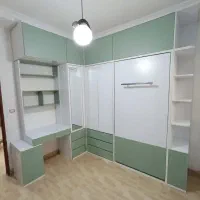 تخت کمجا یکنفره ام دی اف سفید و سبز اقساطی