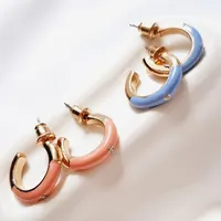 گوشواره نیم حلقه چند جفتی تک نگین چند رنگ