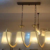 لوستر فنری طلایی ۴ شعله با حباب