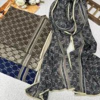 شال برشکا نخ پنبه بهاره دورگان طرح فندی(دل‌آرا)