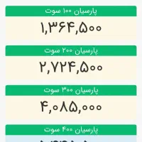 تعدادی سکه پارسیان موجود قیمت طبق سایت ث