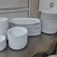 بشقاب و دیس بزرگ و نمکدان و فلفل پاش زرین سفید