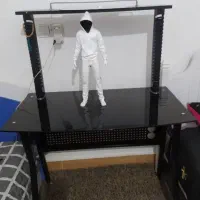 میز کامپیوتر ترکیبی فلز و شیشه