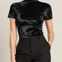 بلوز زنانه ZARA اورجینال / مخمل / یقه ایستاده