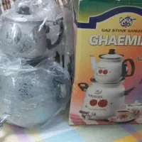 سماور رو گازی برنجی با قوری