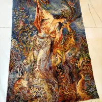 قالیچه دستبافت طرح بوسه آهو