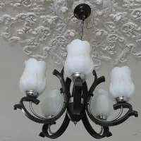 یک جفت ) ۲ عدد لوستر ۵ شاخه چوبی