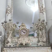 اینه شمعدان چوبی سفید طلایی