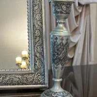 فروش آینه و شمعدان طرح نقره سیاه قلم|آینه|قم, زنبیل آباد|دیوار