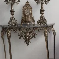 کنسول شمعدان ساعت برنزی یک جفت لوستر