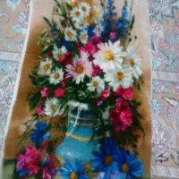 تابلو فرش دستبافت طرح گل و گلدان