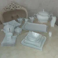 سرویس چینی ۲۴نفره طوس اسکوار لبه طلایی|ظروف سرو و پذیرایی|رباطکریم, رباطکریم|دیوار