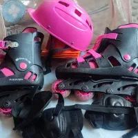 اسکیت با کلاه ایمنی و زانوبند و مانع و آرنج|دوچرخه، اسکیت، اسکوتر|رشت, نظری|دیوار
