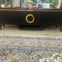 آینه کنسول مشکی طلایی  و میز تلویزیون نو و سالم|بوفه، ویترین، کنسول|شهریار, شهریار|دیوار