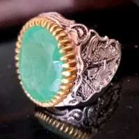 انگشتر نقره 925 دست‌ساز قلم 33گرم زمرد و یاقوت سرخ