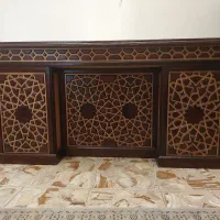 میز مدیریت منبت‌کاری دست‌ساز سنتی با شیشه ۱۰ میل