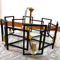 لوستر مدرن پایه الماسی مشکی طلایی|لوستر و چراغ آویز|بابل, |دیوار