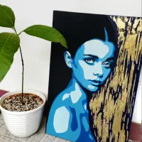 فروش تابلوی زیبا (رخ ) کار شده رنگ روغن ورق طلا
