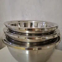 ست سه تیکه لگن آبکش استیل نو