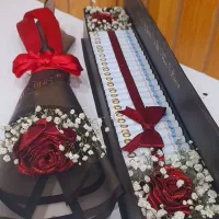 دسته گل روبانی گل جاودانه