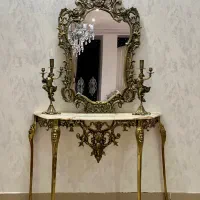 آینه کنسول و شمعدان برنز