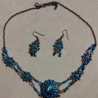 ست گردنبند و گوشواره سنگ و استیل