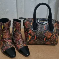 کیف و نیم بوت چرم پوست ماری