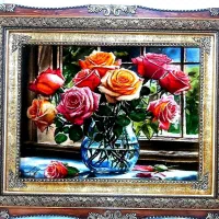 تابلو گل آرمیتا کد 40 دستبافت و ابریشم دار