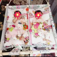 ننوی دوقلویی باتشک وبالشت پارچه ای اعلا قابل شستشو