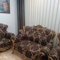 مبل 7 نفره سلطنتی رنگ چوب ورق طلا|مبلمان خانگی و میز عسلی|الوند, |دیوار