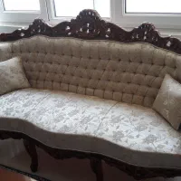 فروش مبل استیل منبت کاری با دو میز و شیشه روی آنها|مبلمان خانگی و میز عسلی|اصفهان, حسین‌آباد|دیوار