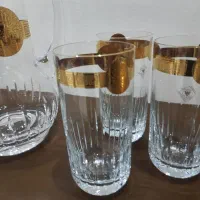 پارچ و لیوان کریستال چک طلا کوب|ظروف سرو و پذیرایی|گرمدره, |دیوار