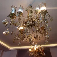 یک جفت لوستر طرح برنج طلایی شامپاینی با دیوارکوب|لوستر و چراغ آویز|مشهد, شاهد (شهرک غرب)|دیوار