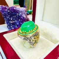 انگشتر فاخر سنگ عقیق سبز رکاب اشک اصل معدنی خراسان|بدلیجات|تبریز, |دیوار