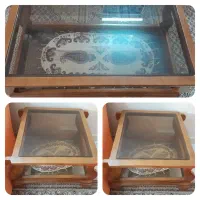 میز دو طبقه شیشه ای  چوبی