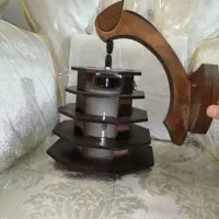 لوستر دیواری حباب شیشه بدنه چوب روس
