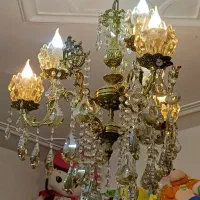 لوستر تمام برنجی ۳ شاخه ۶ شعله با لامپ شمعی|لوستر و چراغ آویز|تهران, افسریه شمالی|دیوار