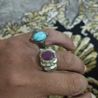 انگشتر نقره فیروزه و یاقوت|جواهرات|زابل, |دیوار