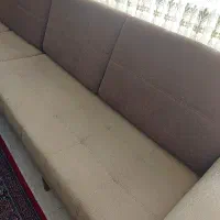 مبل ال ۶ نفره چوبی به همراه میزعسلی و چند فرش|مبلمان خانگی و میز عسلی|سنندج, |دیوار