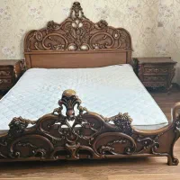 تخت سلطنتی چوب گردو با آینه، دراور و تشک رایگان|تخت و سرویس خواب|تهران, چیذر|دیوار