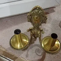 دیوار کوب برنجی قدیمی دوشاخه
