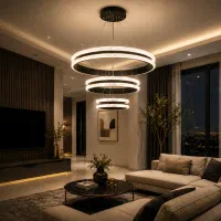 لوستر مدرن حلقه‌ای کریستالی . طراحی شیک و لوکس