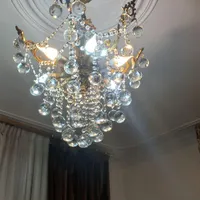 لوستر برنجی با آویز کریستال