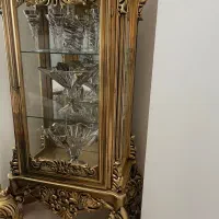 ویترین پذیرایی ورق طلا چوب راش نونو