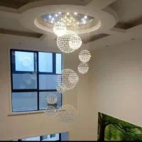 لوستر الماس. کریستالی بلند دوبلکسی کره. AC light|لوستر و چراغ آویز|تهران, سنگلج (شاپور)|دیوار