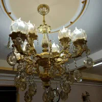 لوستر ۴شاخه کریستالی رنگ طلایی|لوستر و چراغ آویز|رشت, کوی مهر|دیوار