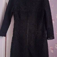 مانتو گیپور ترک مشکی و کرم سایز ۴۲