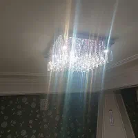 لوستر کریستالی سقفی و چوبی