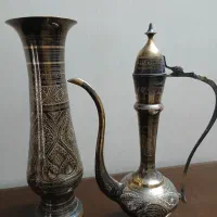 گلدان و گلاب پاش برنجی. چرخ گوشت ناسیونال